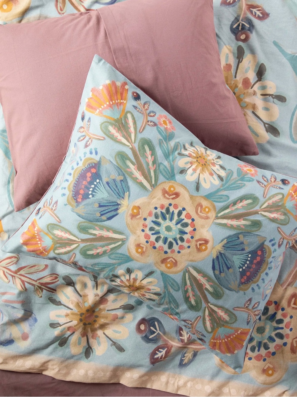 Natural Life Catalina Cotton Shams Set of 2 Blue Mandala King NEW WITH TAGS NWT